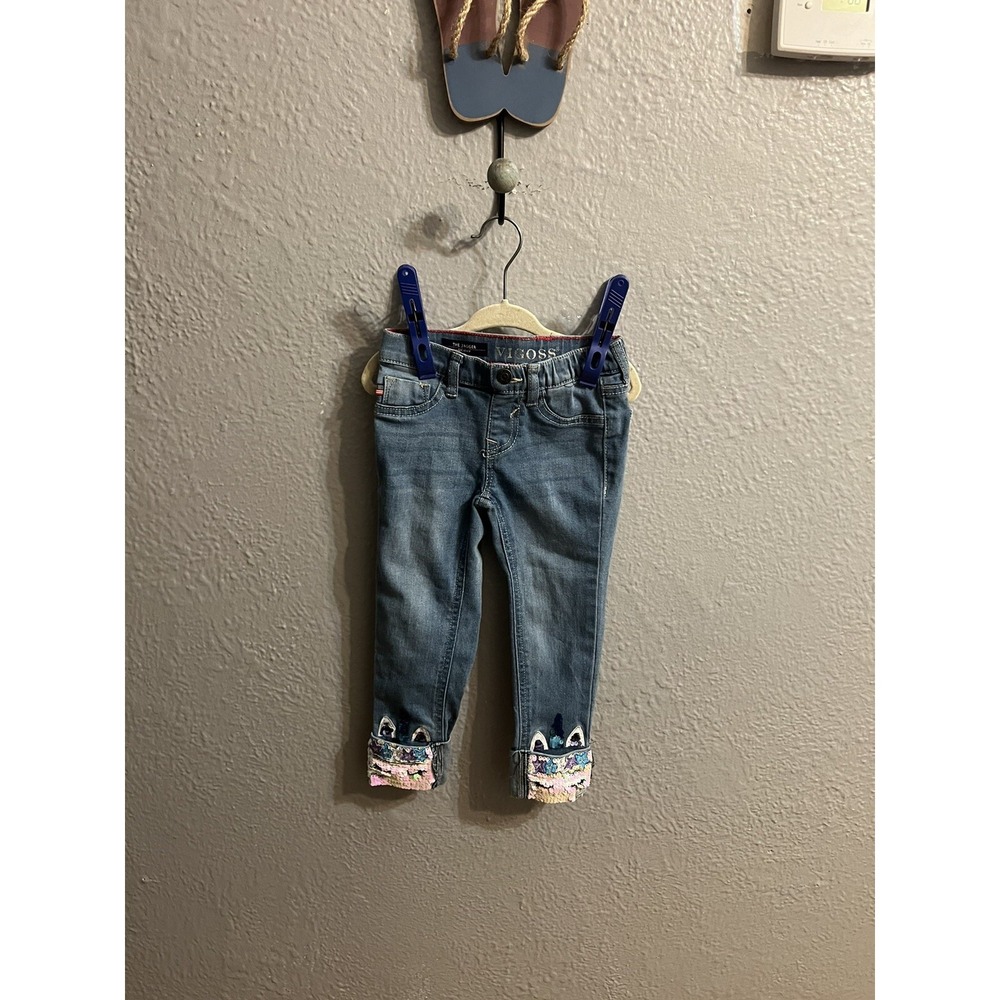 Girls size 4 blue Jean skinny vigoss With Unicorn Sequins